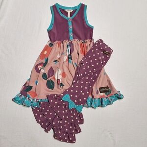 Matilda Jane Purple and Pink Dress with Polka Dot Leggings